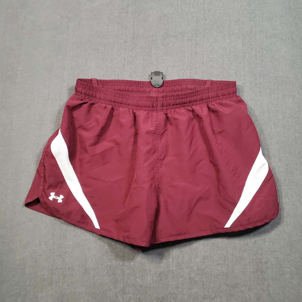 Under Armour Running Shorts Womens Small Maroon HeatGear Athletic Mesh
